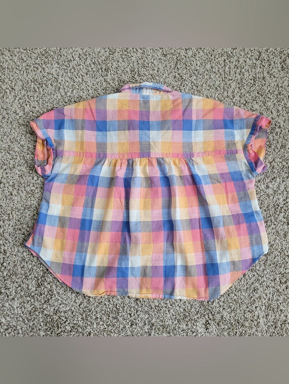 Madewell Hilltop Shirt Rainbow Check Top Button Up Down Plaid Blue Orange Small - Picture 8 of 8